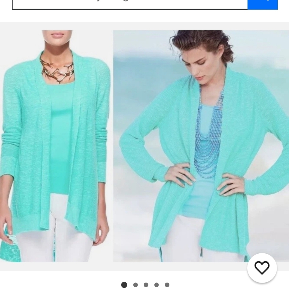 Eileen Fisher Women's Turquoise Open Cardigan